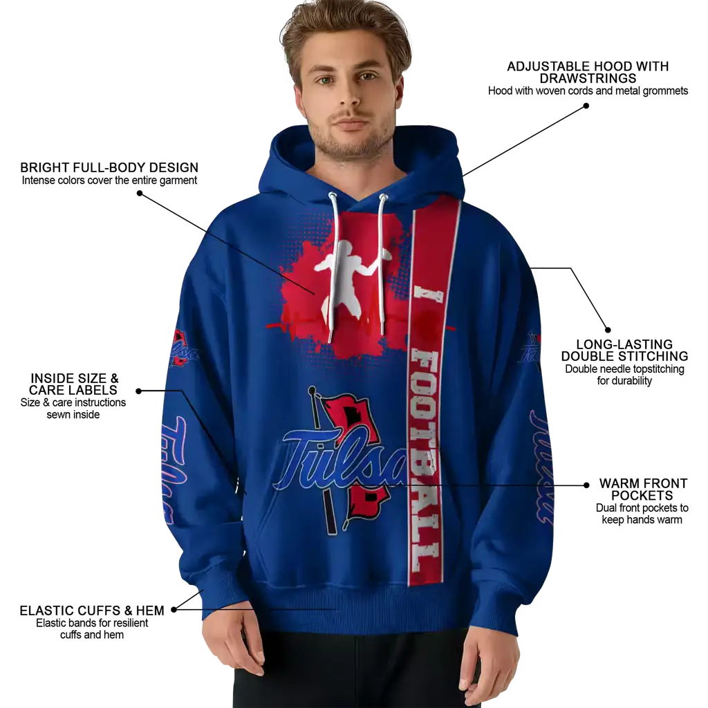 tulsa golden hurricane football heartbeat blue hoodie latest model tulsa golden hurricane football heartbeat blue hoodie latest model