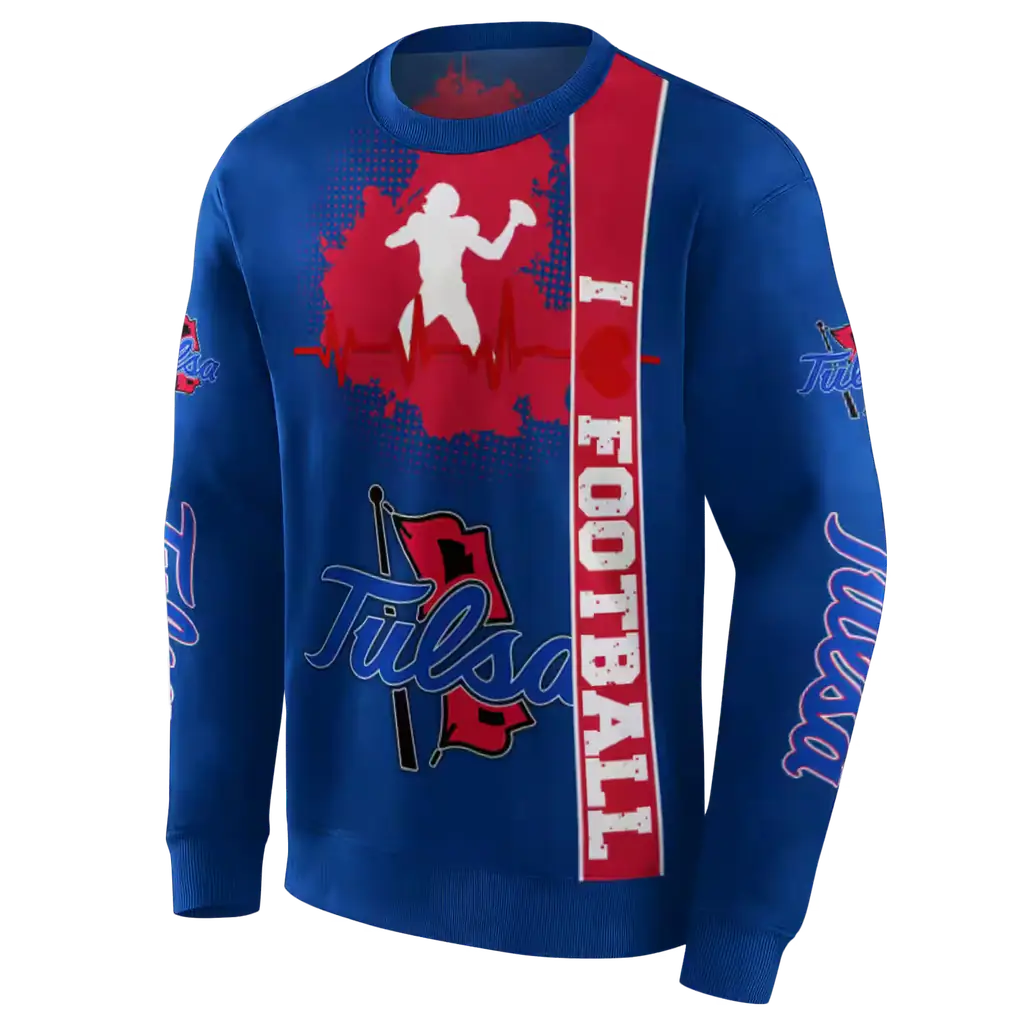 tulsa golden hurricane football heartbeat blue hoodie new arrival tulsa golden hurricane football heartbeat blue hoodie new arrival