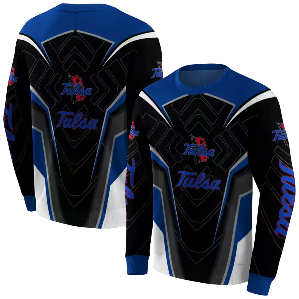 tulsa golden hurricane futuristic pattern blue black hoodie premium grade tulsa golden hurricane futuristic pattern blue black hoodie premium grade