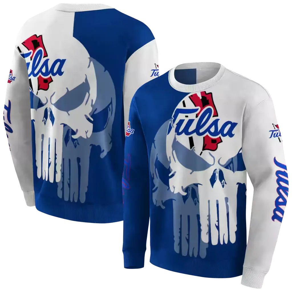 tulsa golden hurricane graphic punisher blue white hoodie premium grade tulsa golden hurricane graphic punisher blue white hoodie premium grade