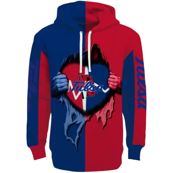 tulsa golden hurricane heartbeat graphic blue hoodie best selling