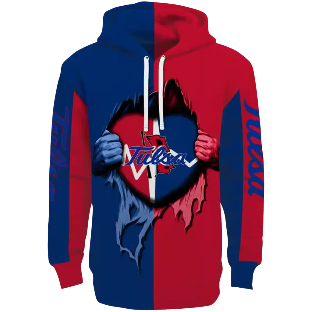 tulsa golden hurricane heartbeat graphic blue hoodie best selling tulsa golden hurricane heartbeat graphic blue hoodie best selling