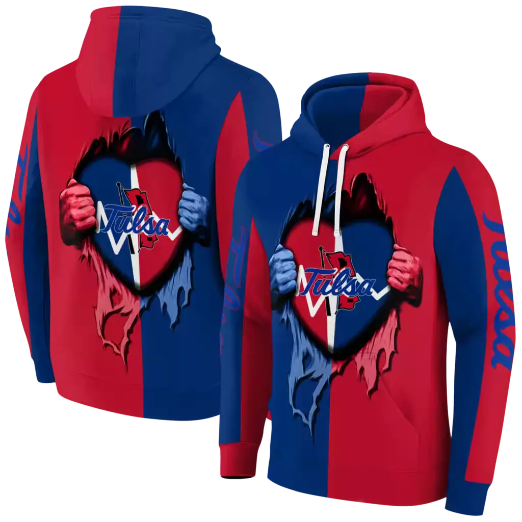 tulsa golden hurricane heartbeat graphic blue hoodie fashion forward tulsa golden hurricane heartbeat graphic blue hoodie fashion forward