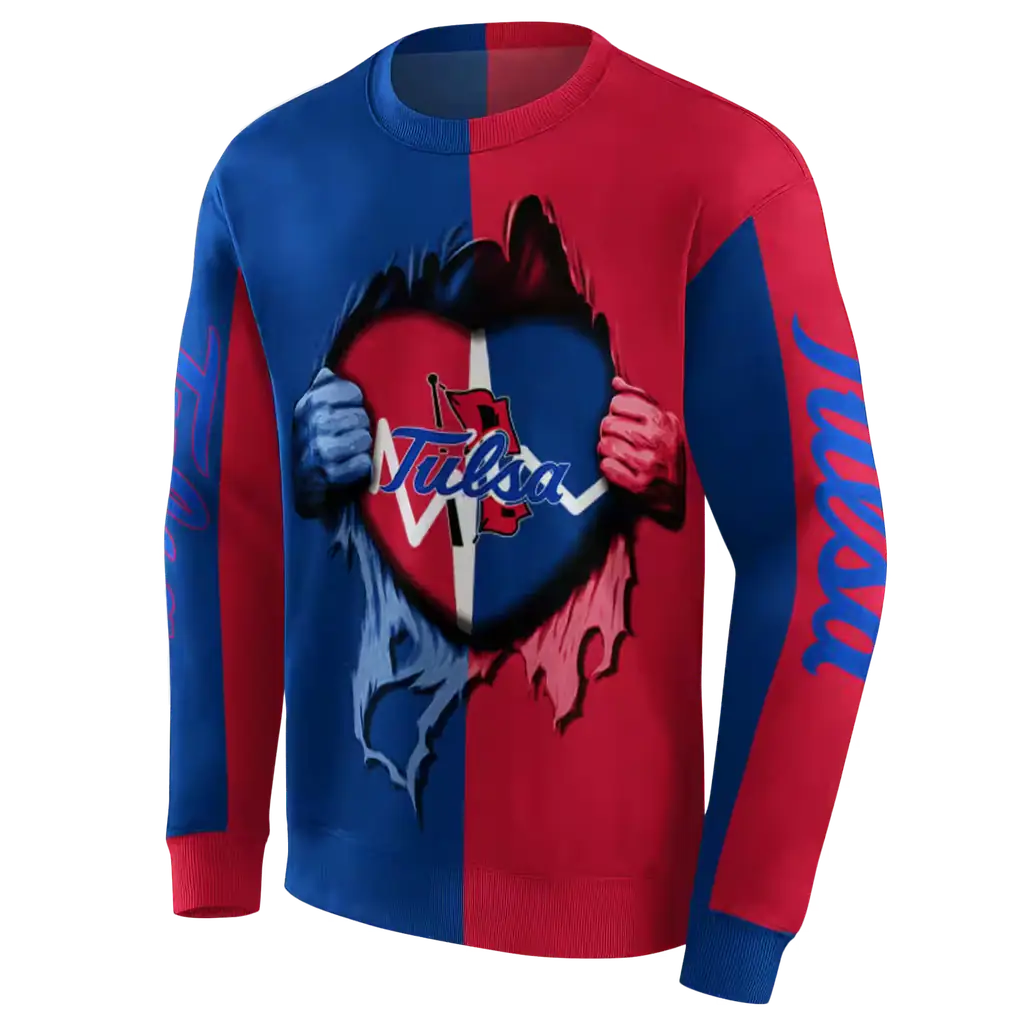 tulsa golden hurricane heartbeat graphic blue hoodie new arrival tulsa golden hurricane heartbeat graphic blue hoodie new arrival