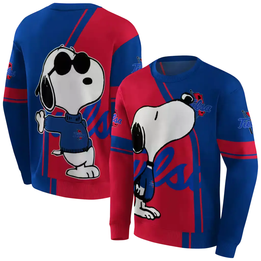 tulsa golden hurricane playful snoopy blue hoodie premium grade tulsa golden hurricane playful snoopy blue hoodie premium grade