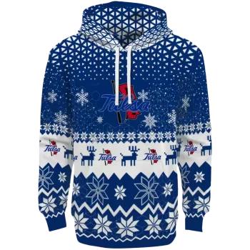 tulsa golden hurricane reindeer motif blue hoodie best selling