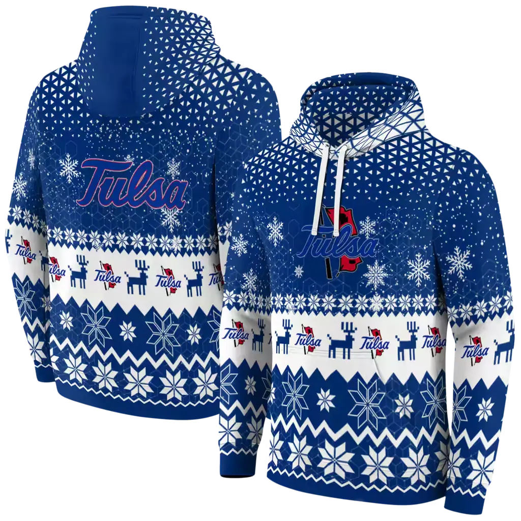 tulsa golden hurricane reindeer motif blue hoodie fashion forward tulsa golden hurricane reindeer motif blue hoodie fashion forward