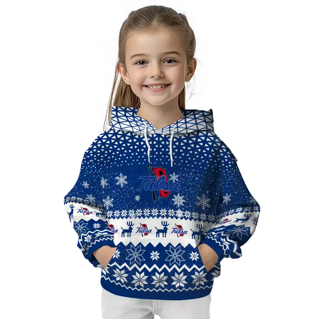 tulsa golden hurricane reindeer motif blue hoodie top rated tulsa golden hurricane reindeer motif blue hoodie top rated