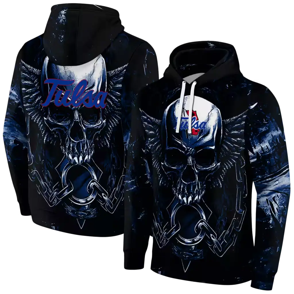 tulsa golden hurricane skull artwork blue black hoodie fashion forward tulsa golden hurricane skull artwork blue black hoodie fashion forward