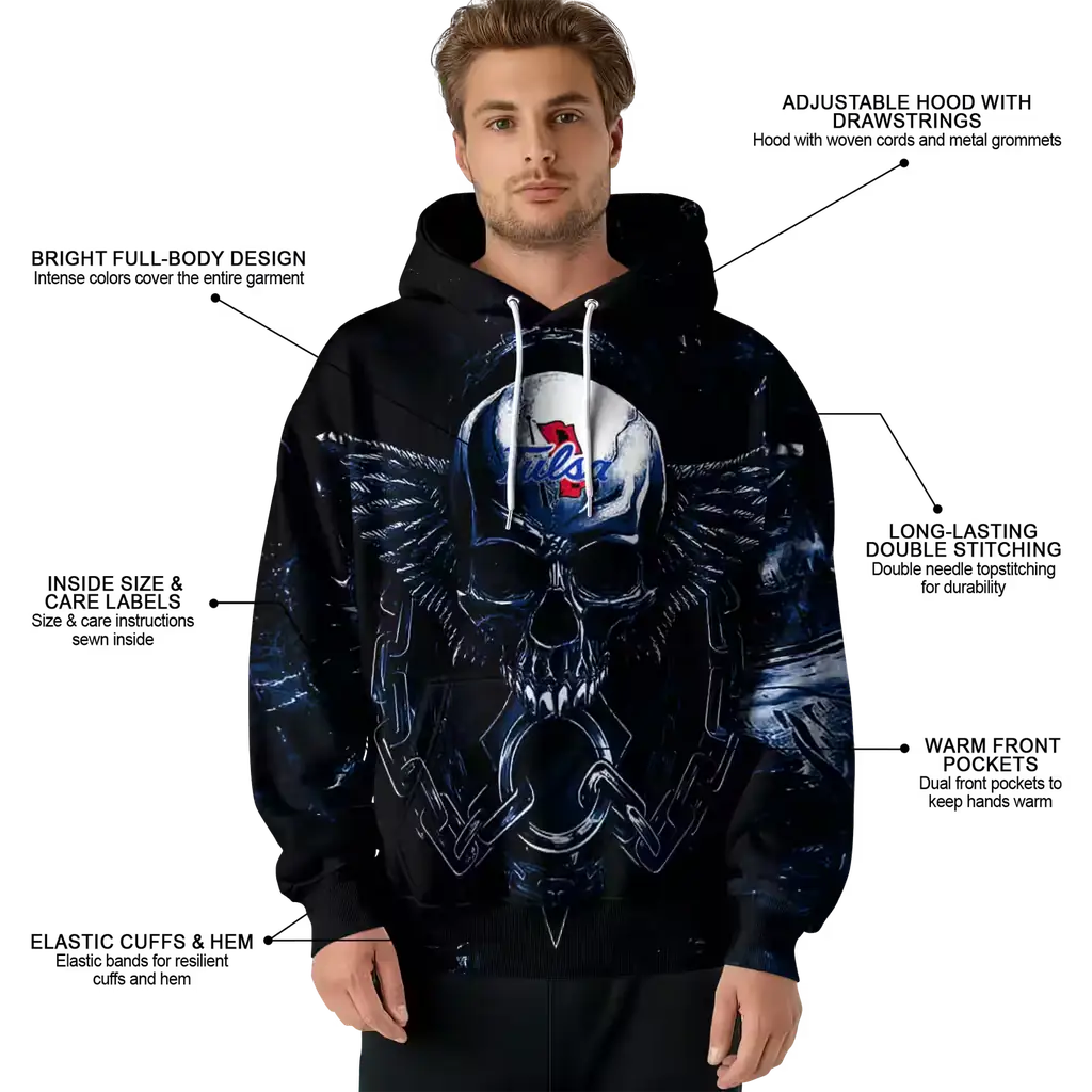 tulsa golden hurricane skull artwork blue black hoodie latest model tulsa golden hurricane skull artwork blue black hoodie latest model