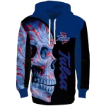 tulsa golden hurricane skull motif blue black hoodie best selling
