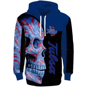 tulsa golden hurricane skull motif blue black hoodie best selling