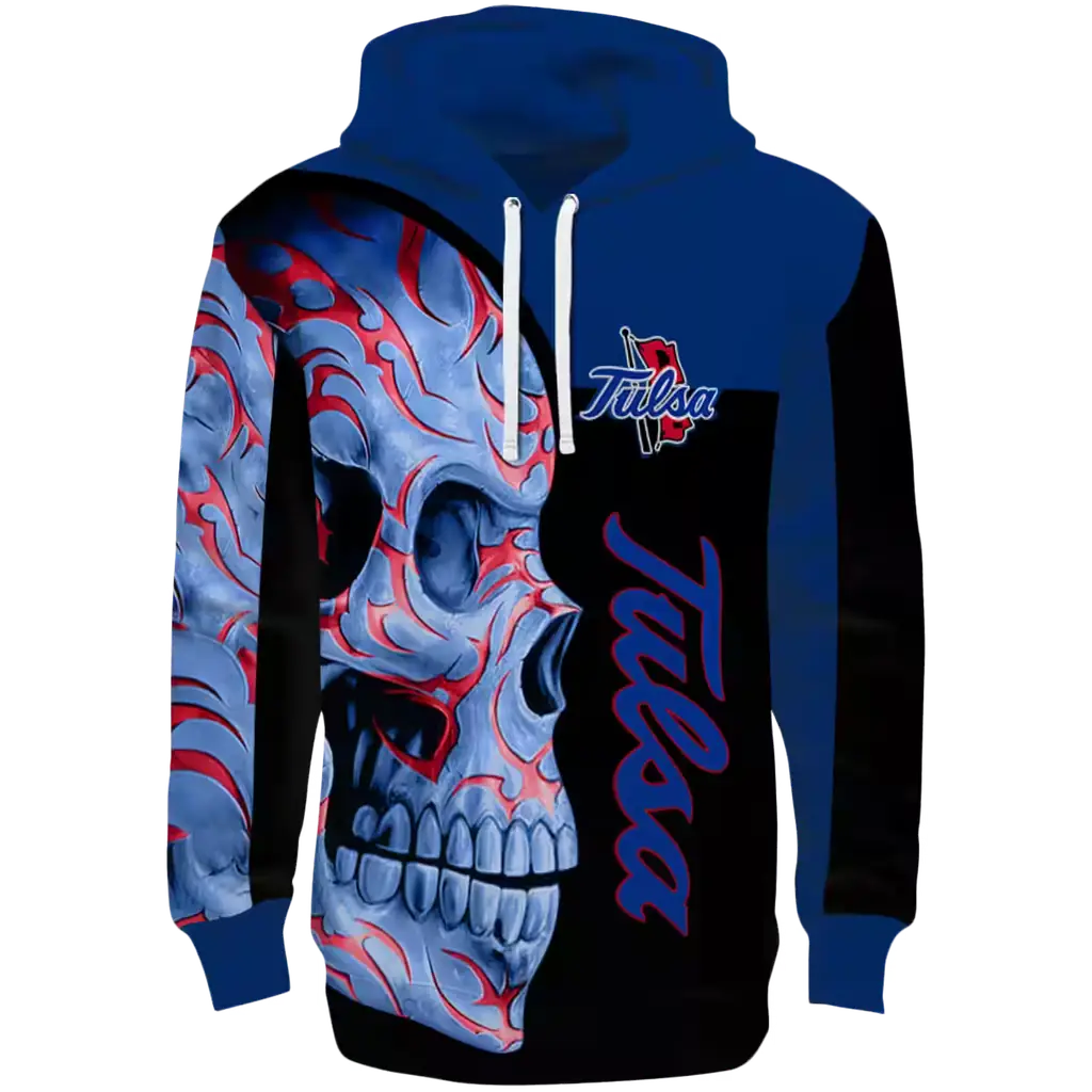 tulsa golden hurricane skull motif blue black hoodie best selling tulsa golden hurricane skull motif blue black hoodie best selling