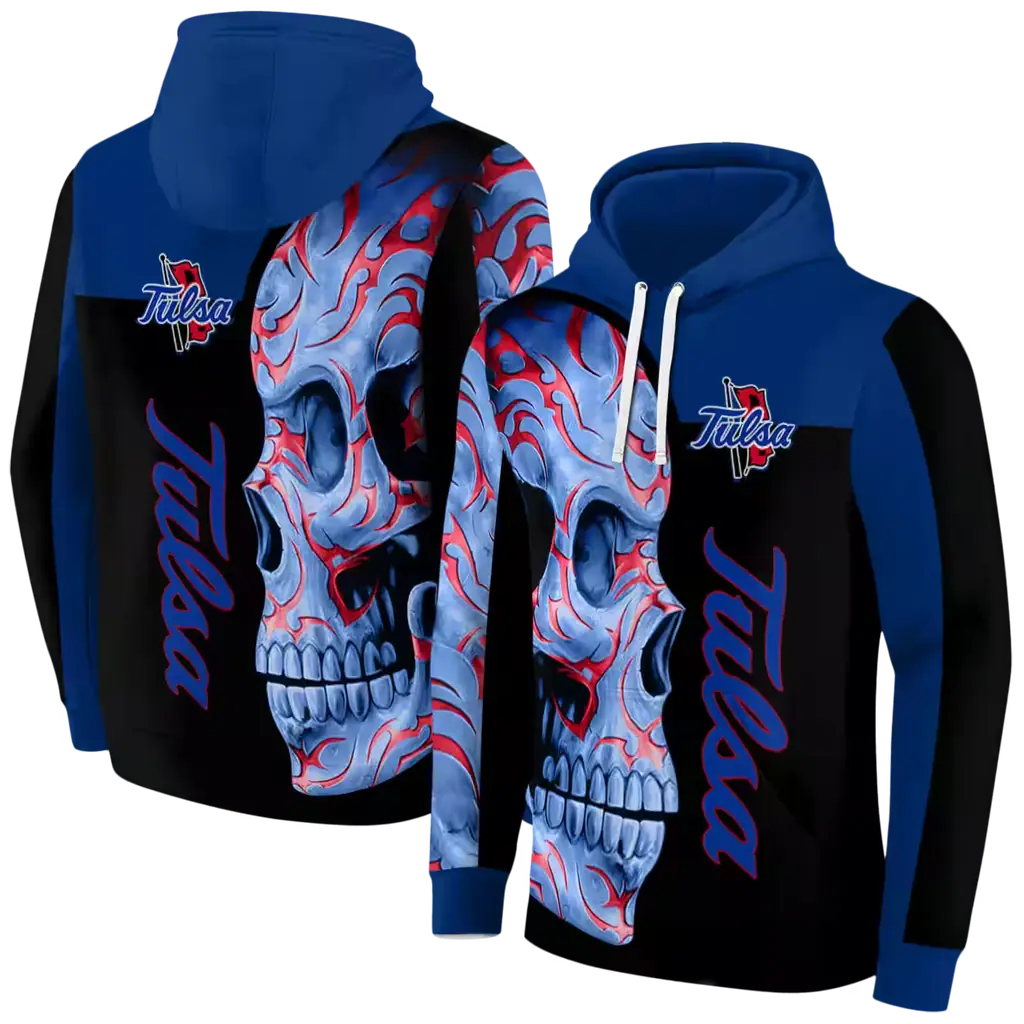tulsa golden hurricane skull motif blue black hoodie fashion forward tulsa golden hurricane skull motif blue black hoodie fashion forward