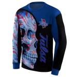 tulsa golden hurricane skull motif blue black hoodie best selling