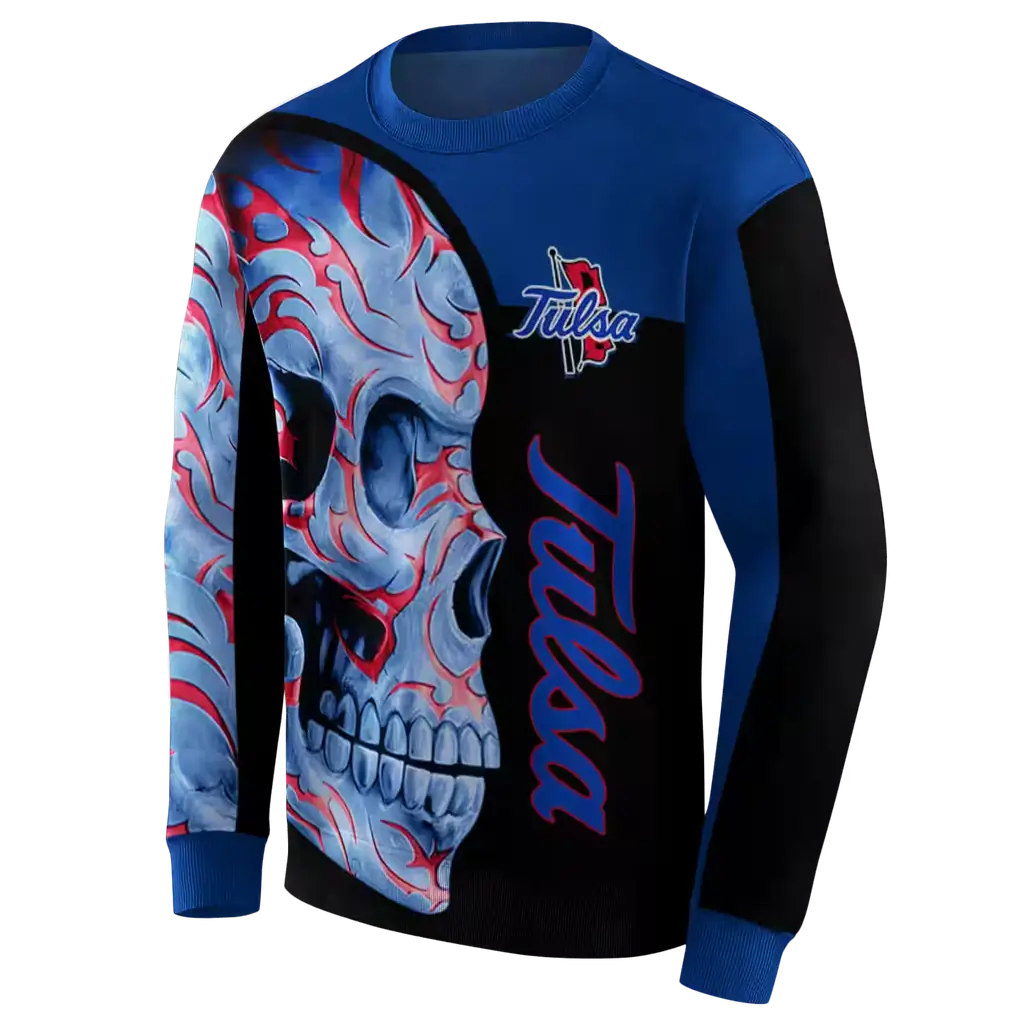 tulsa golden hurricane skull motif blue black hoodie new arrival tulsa golden hurricane skull motif blue black hoodie new arrival