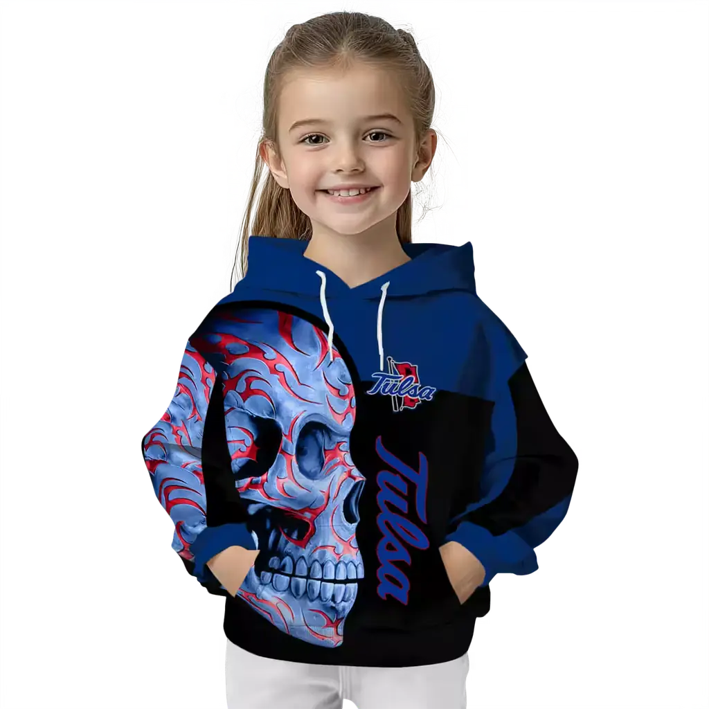 tulsa golden hurricane skull motif blue black hoodie top rated tulsa golden hurricane skull motif blue black hoodie top rated