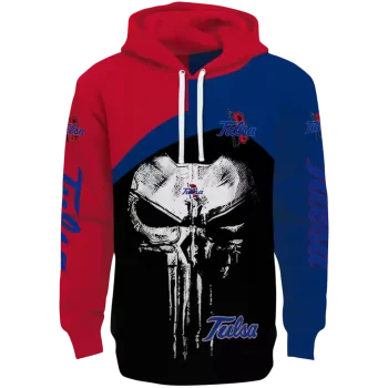 tulsa golden hurricane skull punisher red black hoodie best selling