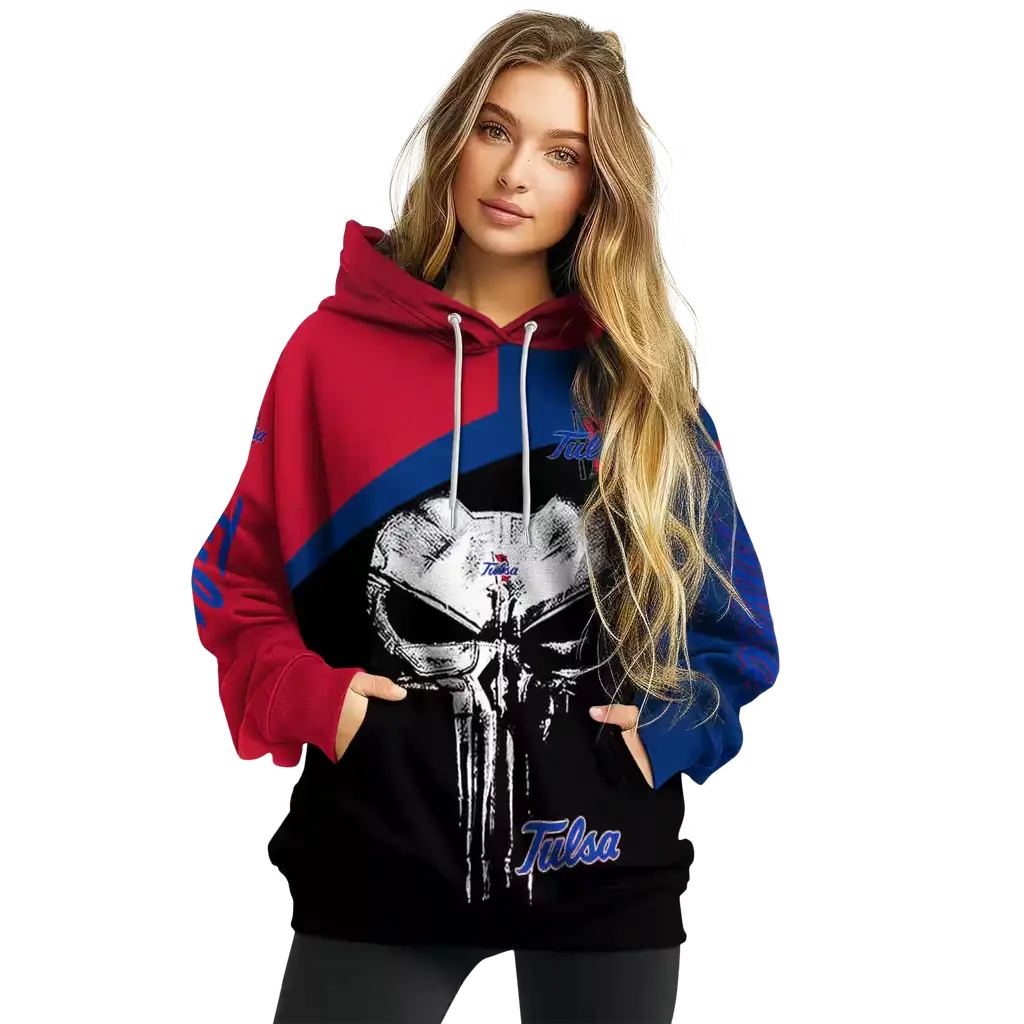 tulsa golden hurricane skull punisher red black hoodie high quality tulsa golden hurricane skull punisher red black hoodie high quality