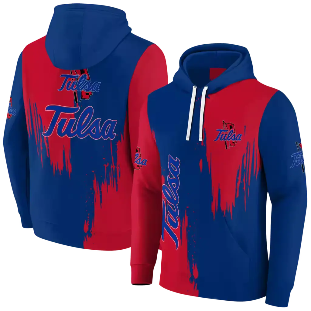 tulsa golden hurricane splatter effect blue hoodie fashion forward tulsa golden hurricane splatter effect blue hoodie fashion forward