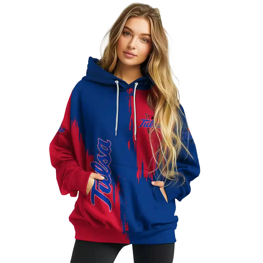 tulsa golden hurricane splatter effect blue hoodie high quality tulsa golden hurricane splatter effect blue hoodie high quality