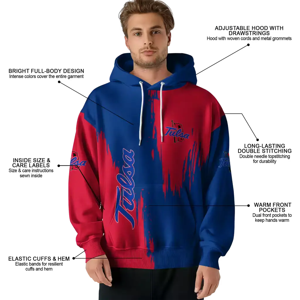 tulsa golden hurricane splatter effect blue hoodie latest model tulsa golden hurricane splatter effect blue hoodie latest model