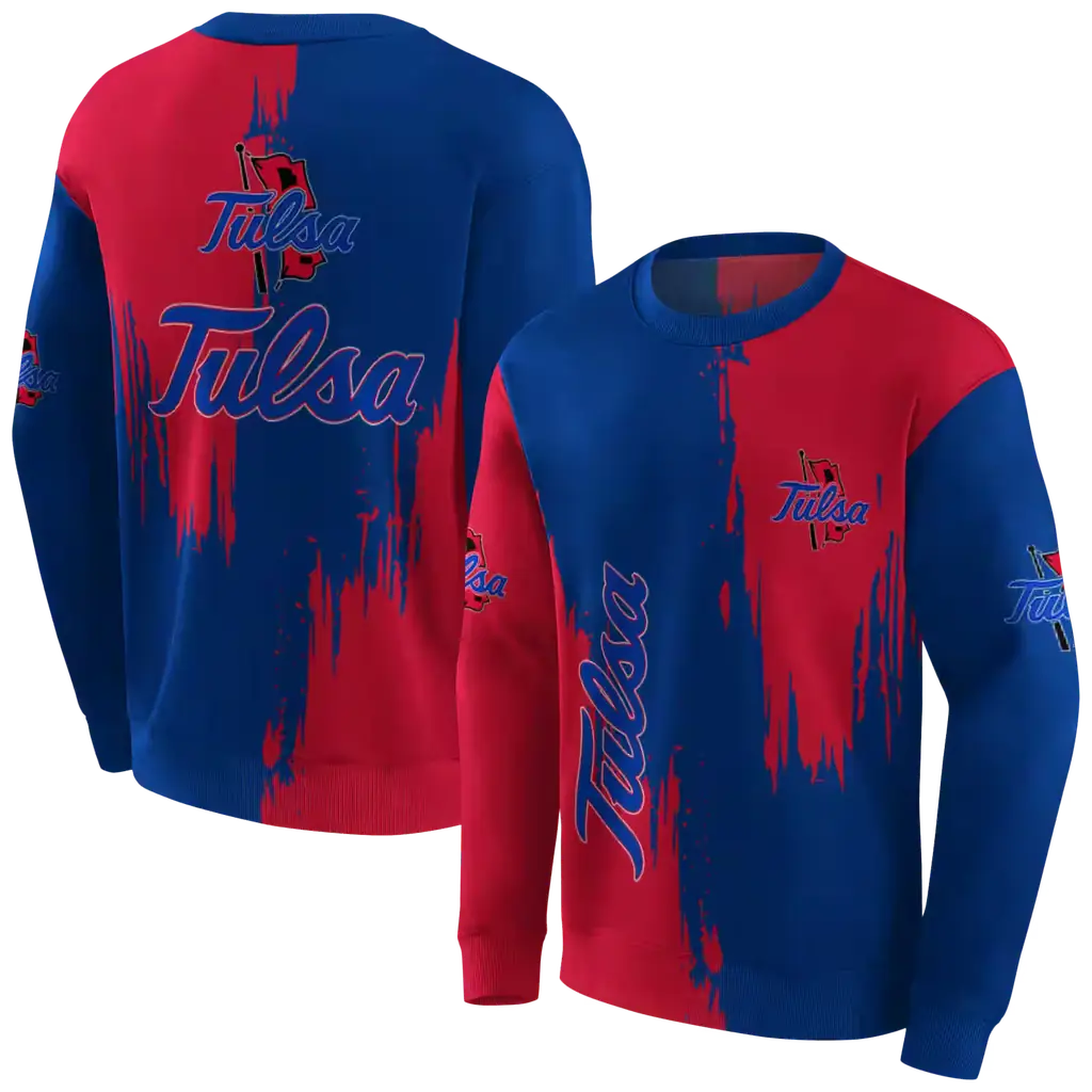tulsa golden hurricane splatter effect blue hoodie premium grade tulsa golden hurricane splatter effect blue hoodie premium grade