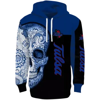 tulsa golden hurricane sugar skull blue black hoodie best selling