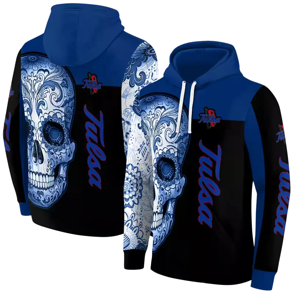 tulsa golden hurricane sugar skull blue black hoodie fashion forward tulsa golden hurricane sugar skull blue black hoodie fashion forward