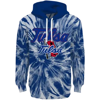 tulsa golden hurricane tie dye pattern blue hoodie best selling
