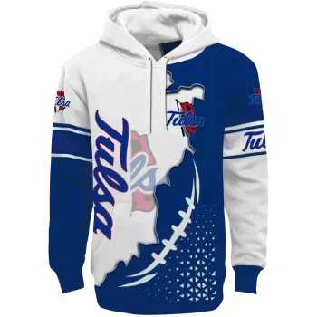 tulsa golden hurricane triangular pattern blue white hoodie best selling