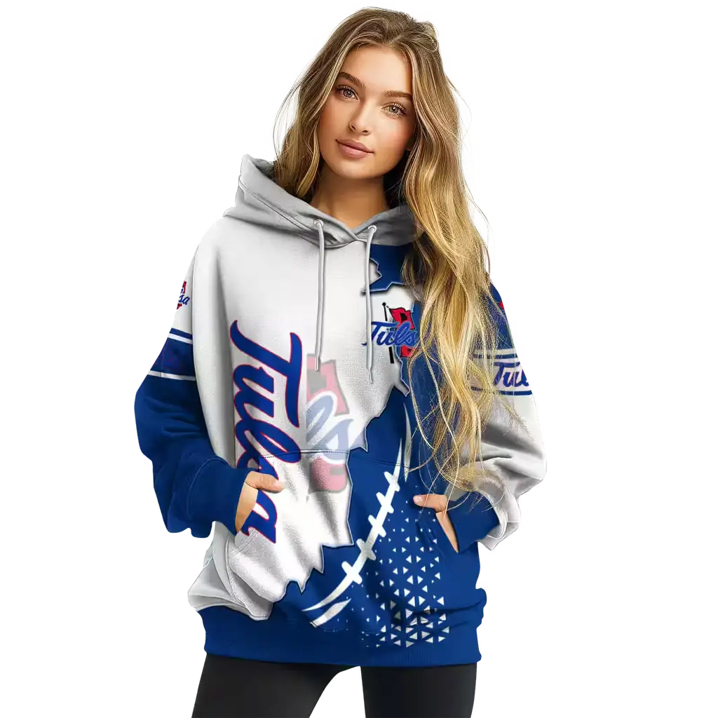 tulsa golden hurricane triangular pattern blue white hoodie high quality tulsa golden hurricane triangular pattern blue white hoodie high quality