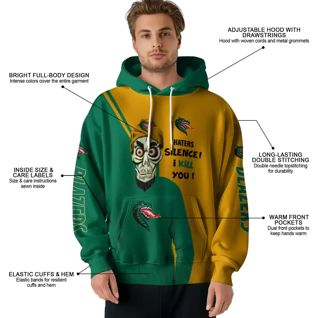 uab blazers achmed skull green hoodie latest model uab blazers achmed skull green hoodie latest model