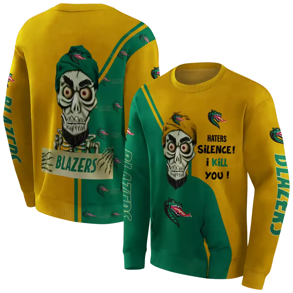 uab blazers achmed skull green hoodie premium grade uab blazers achmed skull green hoodie premium grade