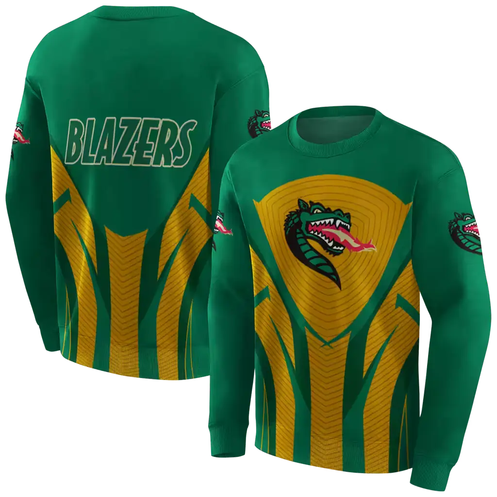 uab blazers concentric lines green black hoodie premium grade uab blazers concentric lines green black hoodie premium grade