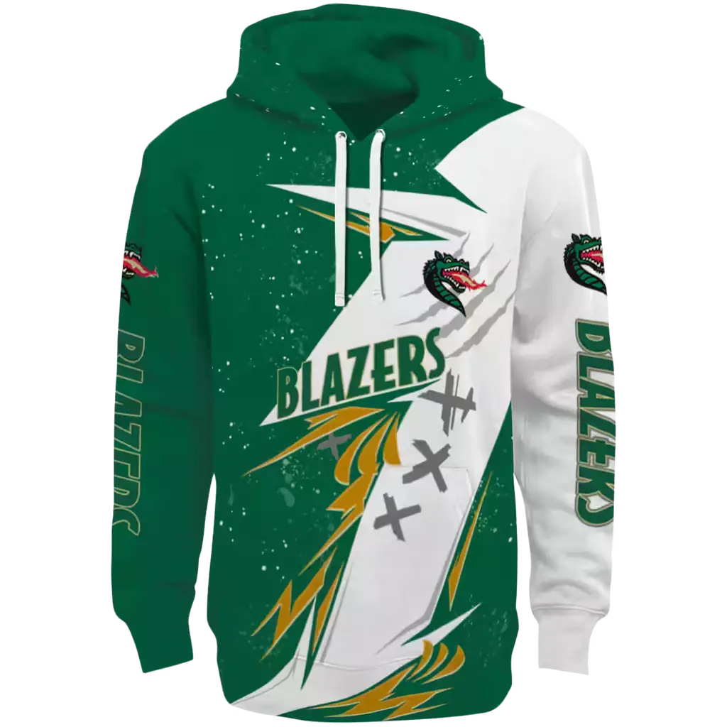 uab blazers dynamic slash green white hoodie best selling uab blazers dynamic slash green white hoodie best selling