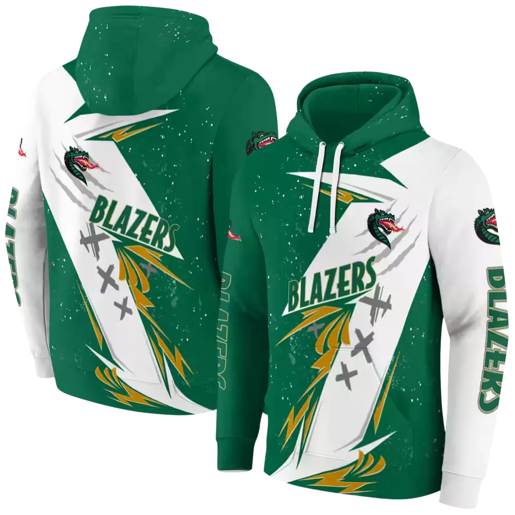uab blazers dynamic slash green white hoodie fashion forward uab blazers dynamic slash green white hoodie fashion forward