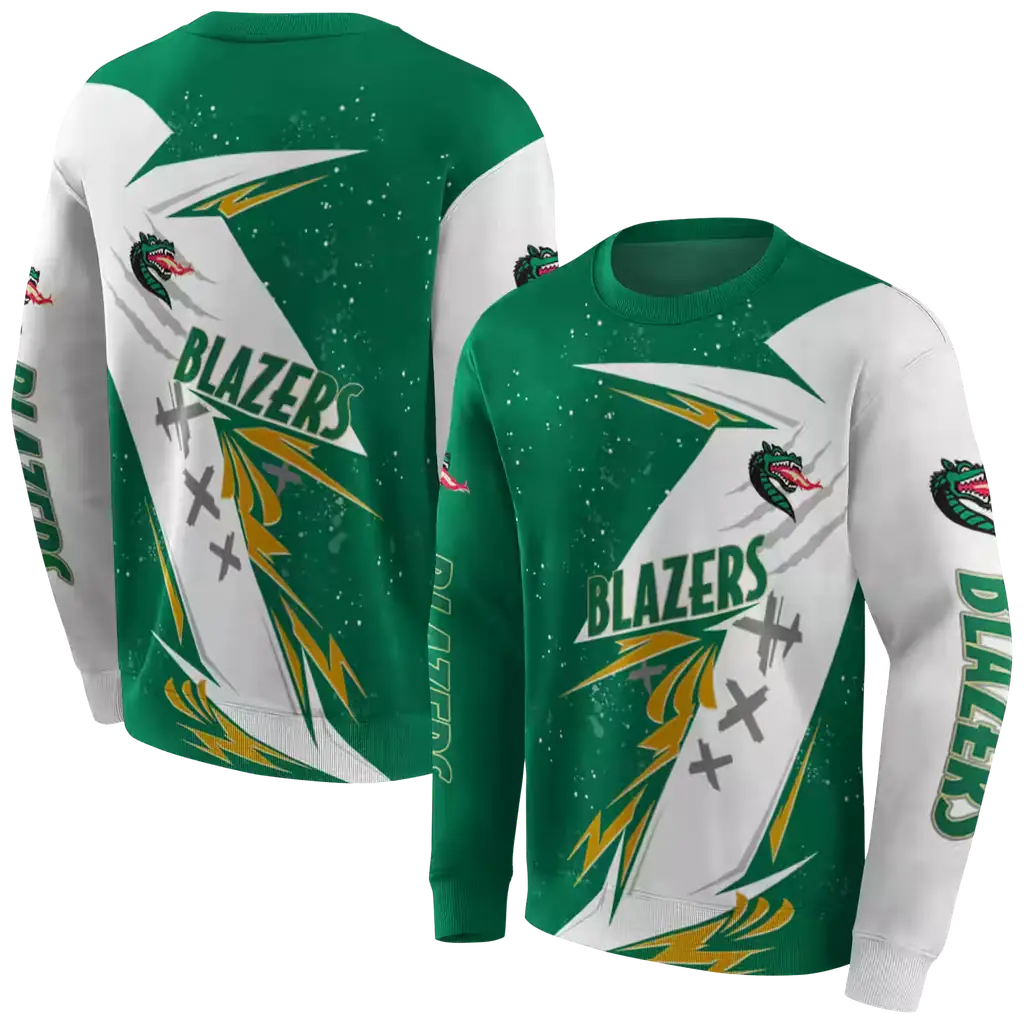 uab blazers dynamic slash green white hoodie premium grade uab blazers dynamic slash green white hoodie premium grade