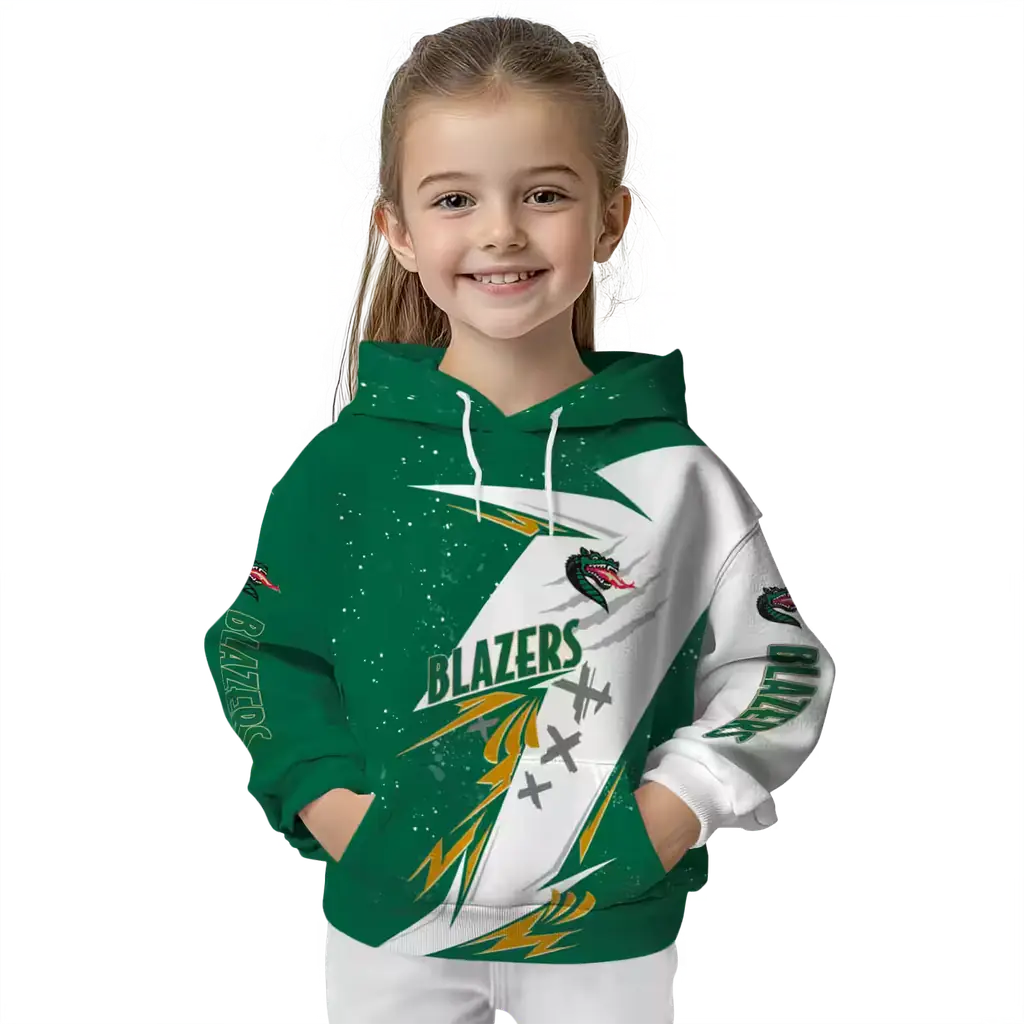 uab blazers dynamic slash green white hoodie top rated uab blazers dynamic slash green white hoodie top rated