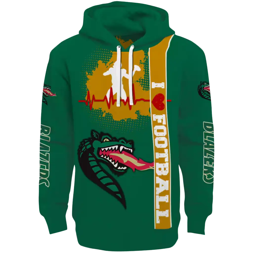 uab blazers football heartbeat green hoodie best selling uab blazers football heartbeat green hoodie best selling