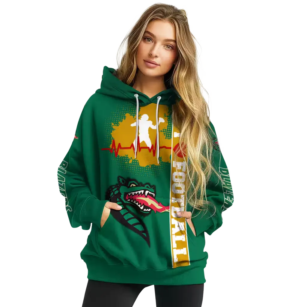 uab blazers football heartbeat green hoodie high quality uab blazers football heartbeat green hoodie high quality