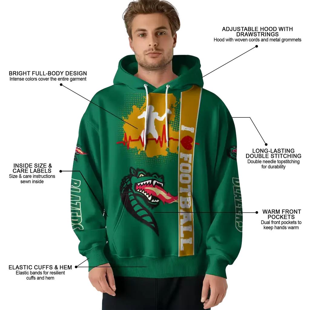 uab blazers football heartbeat green hoodie latest model uab blazers football heartbeat green hoodie latest model
