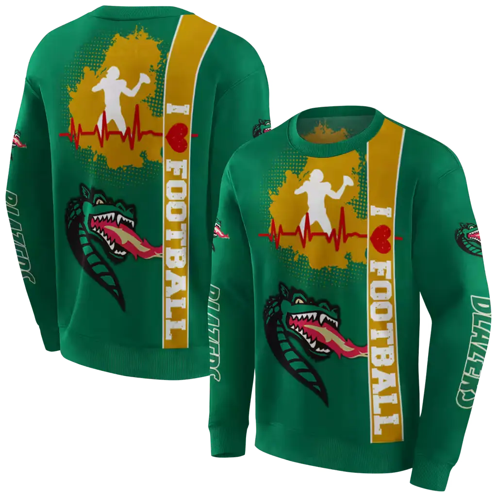 uab blazers football heartbeat green hoodie premium grade uab blazers football heartbeat green hoodie premium grade