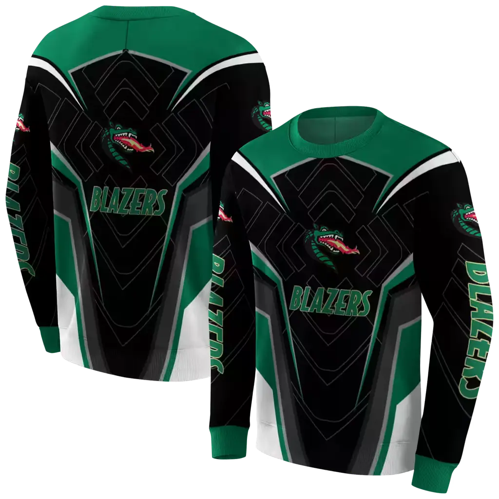 uab blazers futuristic pattern green black hoodie premium grade uab blazers futuristic pattern green black hoodie premium grade