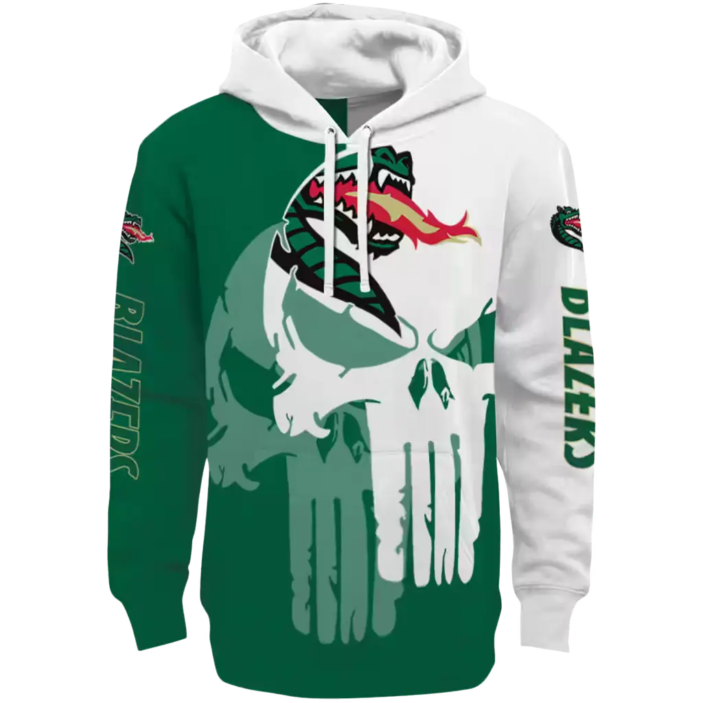 uab blazers graphic punisher green white hoodie best selling uab blazers graphic punisher green white hoodie best selling