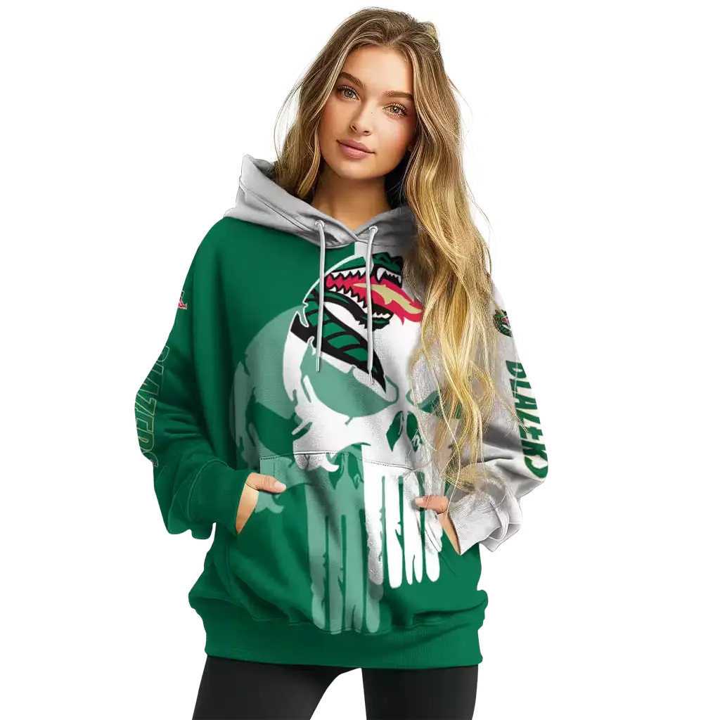 uab blazers graphic punisher green white hoodie high quality uab blazers graphic punisher green white hoodie high quality