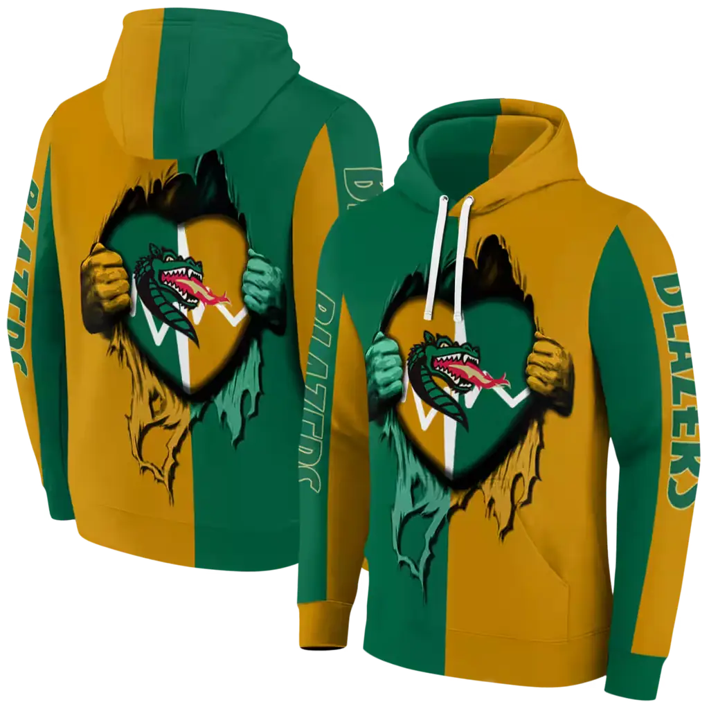 uab blazers heartbeat graphic green hoodie fashion forward uab blazers heartbeat graphic green hoodie fashion forward
