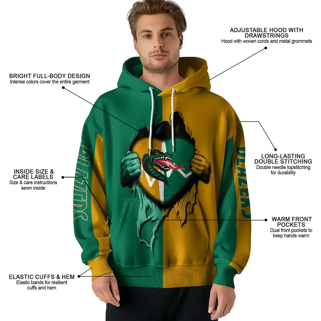 uab blazers heartbeat graphic green hoodie latest model uab blazers heartbeat graphic green hoodie latest model
