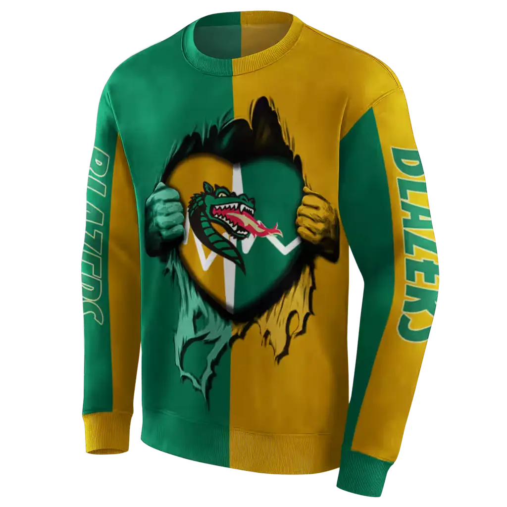 uab blazers heartbeat graphic green hoodie new arrival uab blazers heartbeat graphic green hoodie new arrival