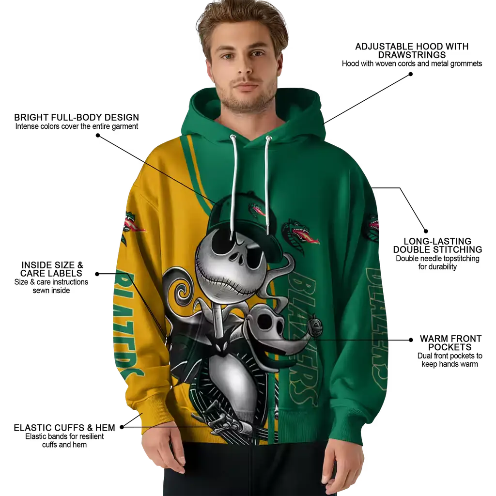 uab blazers jack skellington green hoodie latest model uab blazers jack skellington green hoodie latest model